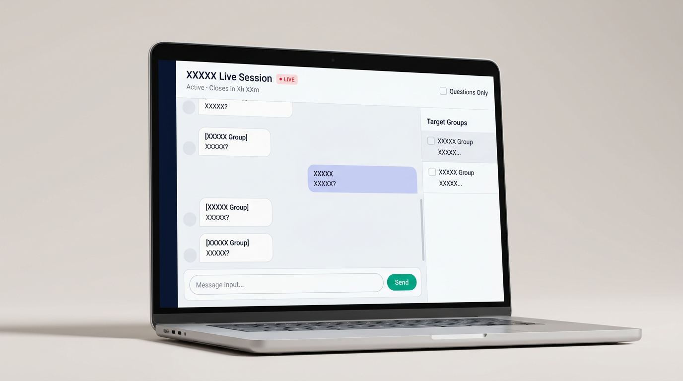 WhatsMan Live Broadcasting interface shown on a laptop screen